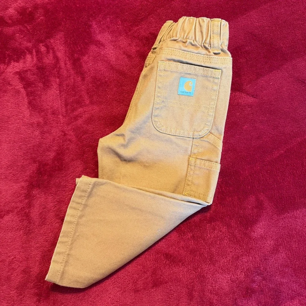 Carhartt Kids Brown Canvas Carpenter Pants 12M Elastic Waist Utility‎ Trousers